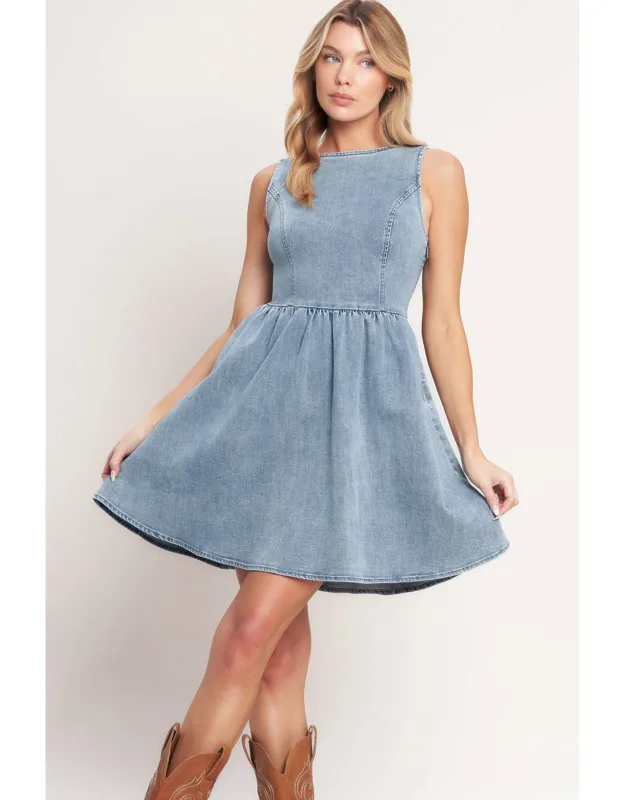 Polished Denim Mini Dress