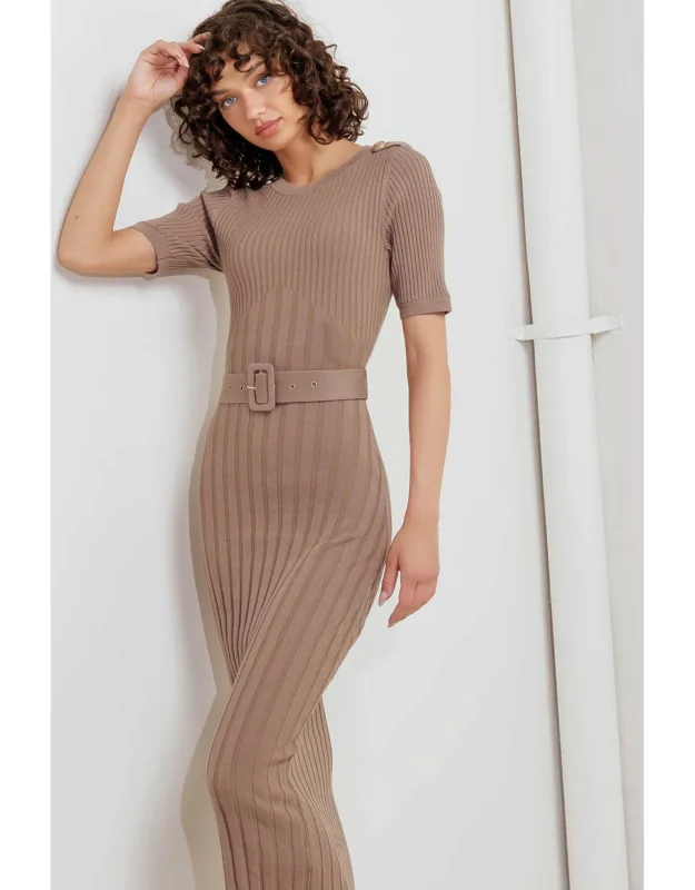 Structured Chic Sweater Midi Dress