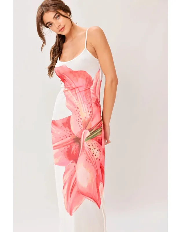 Bloom Statement Power Mesh Cami Midi Dress