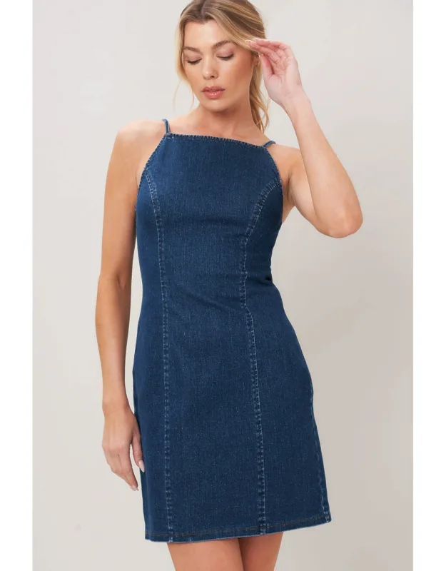 Second Skin Denim Mini Dress