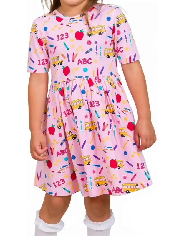 School House Short Sleeve Knit Twirl Dress
