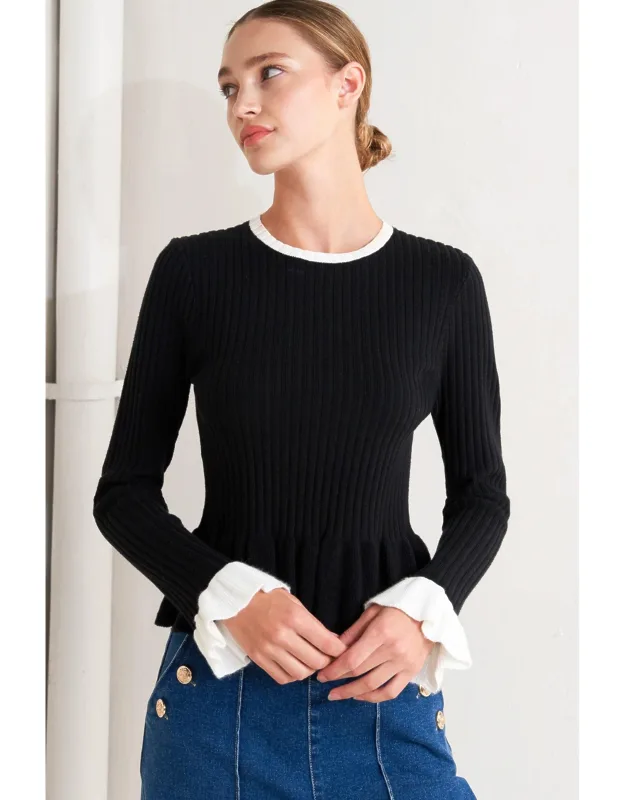 Delicate Edge Sweater Knit Top