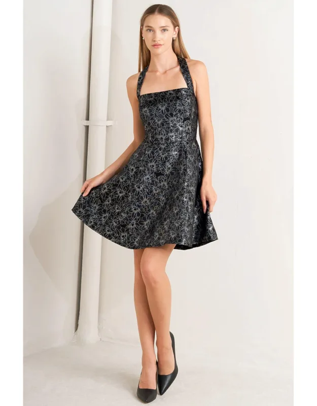 Mystic Hour Woven Jacquard Mini Dress