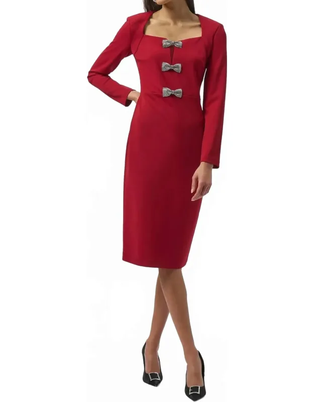 Rhinestone Bow Accent Sheath Dress