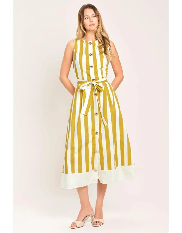 Sunshine Stripe Woven Midi Dress