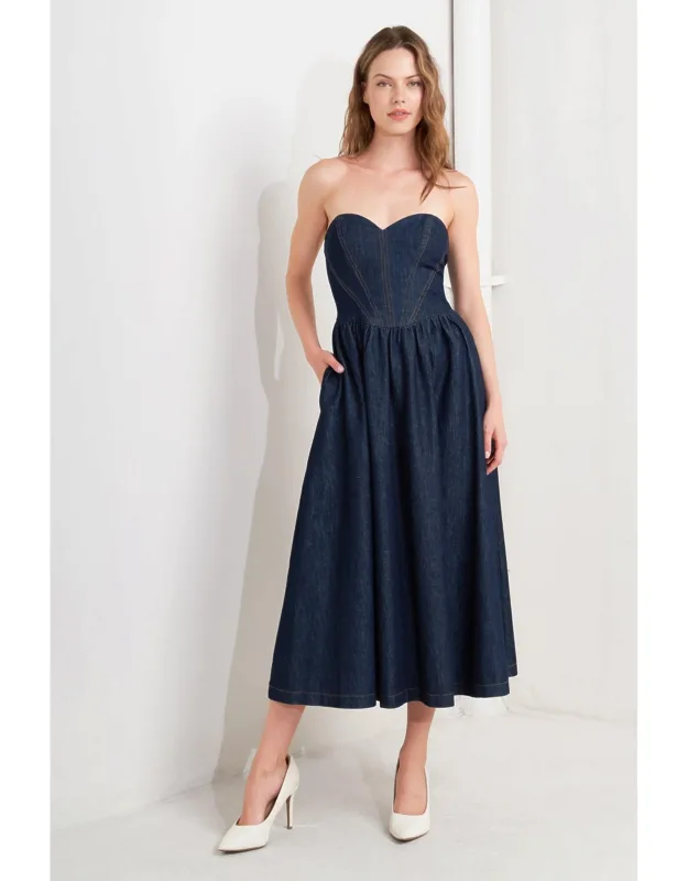 Vintage Siren Denim Midi Dress