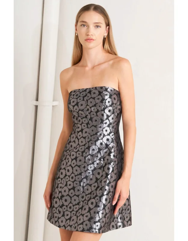Shine On Me Woven Jacquard Mini Dress