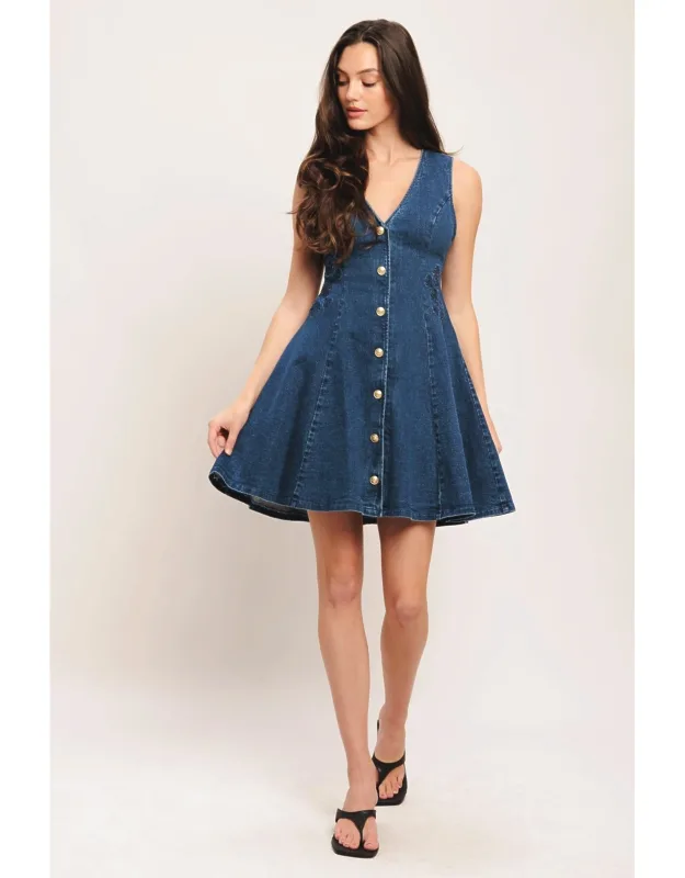 Flare Denim Mini Dress