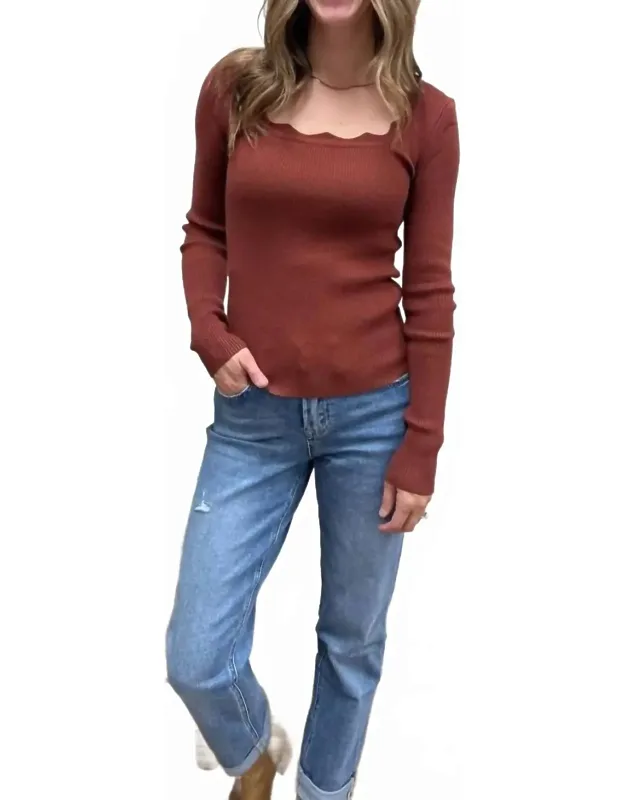 Scallop Long Sleeve Sweater