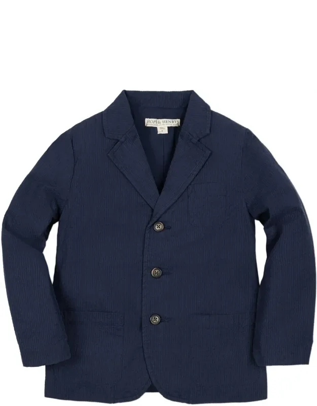 Solid Seersucker Blazer