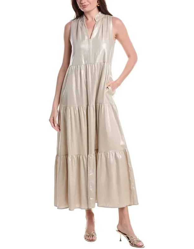 Linen-blend Ruffle Maxi Dress