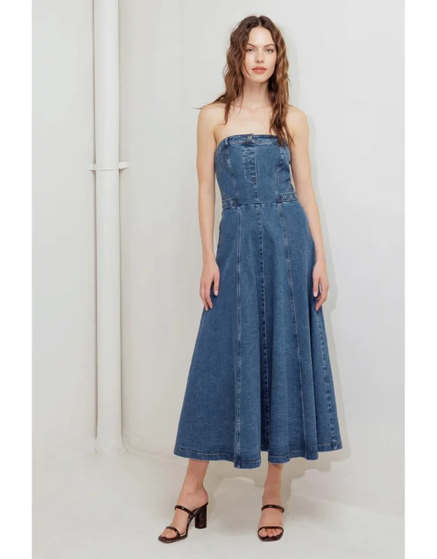 Midnight Structure Denim Midi Dress
