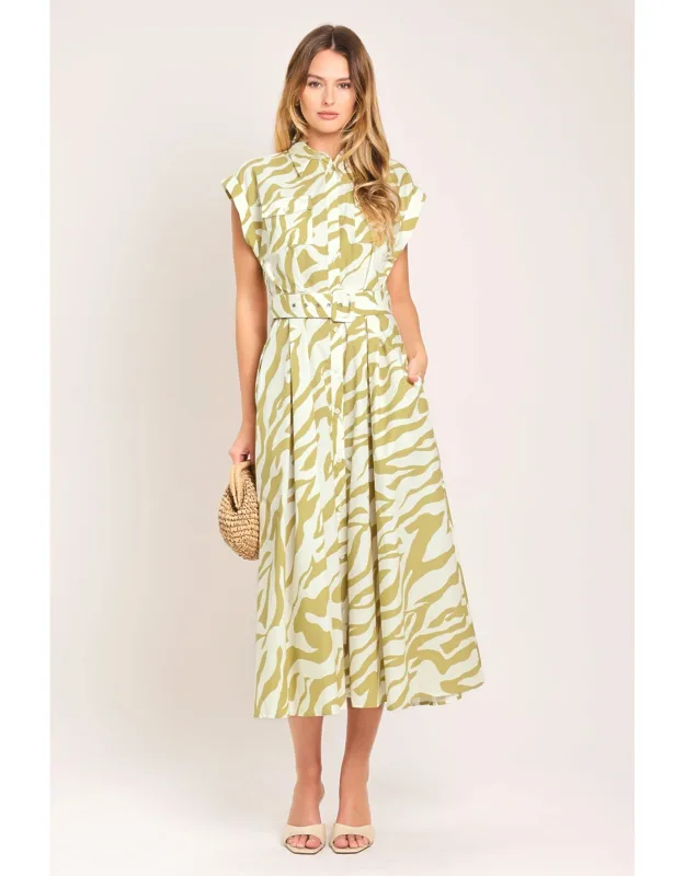 Soft Zebra Woven Midi Dress