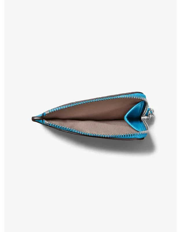 Jet Set Small Card Case Wristlet - Pebbled Leather, Silver-tone Hardware