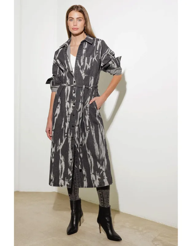 Woven Denim Midi Shirt Dress