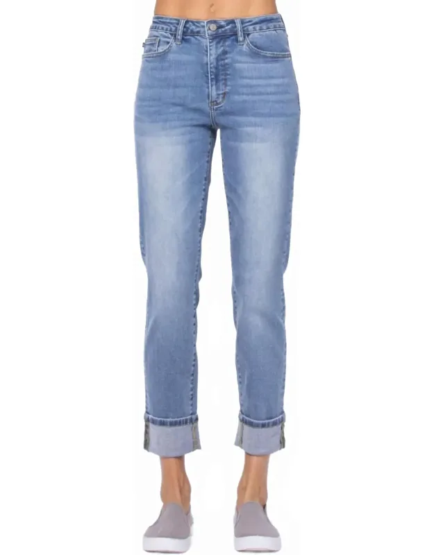Hi Waist Vintage Wash Boyfriend Jeans