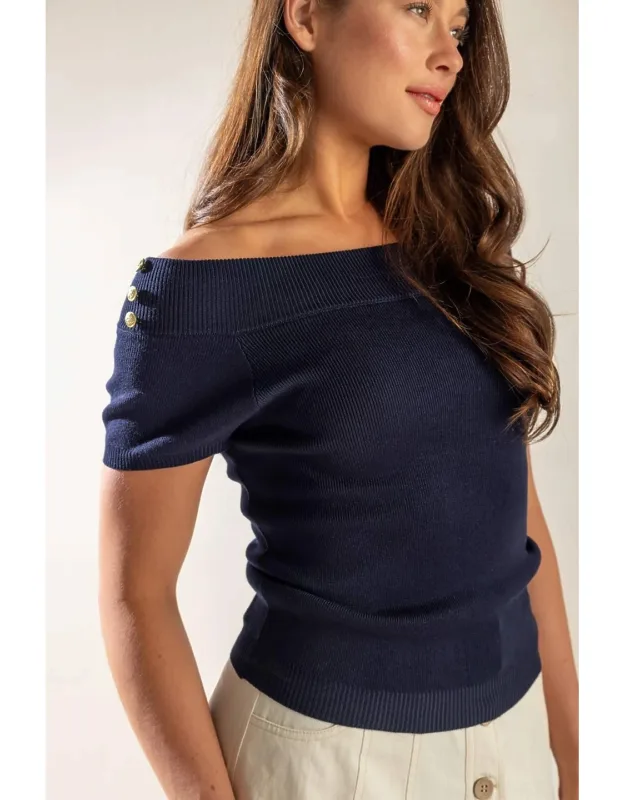 Time For Tea Off Shoulder Sweater