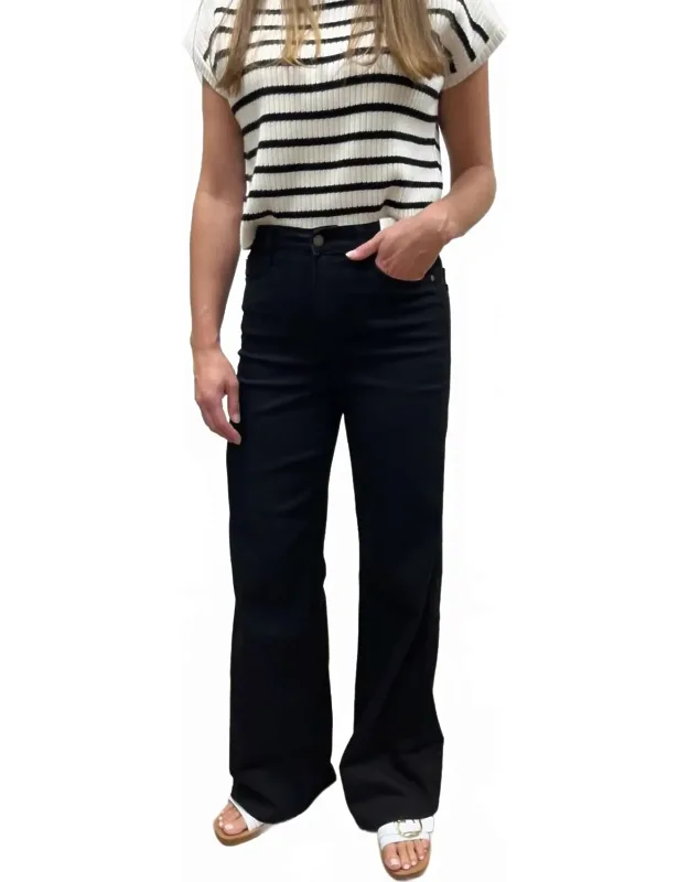 High Waisted Retro Wide Leg Cuffed Jeans