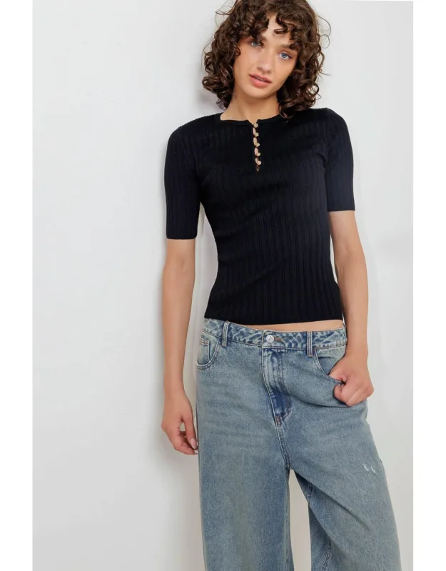 Modern Curl Sweater Knit Top
