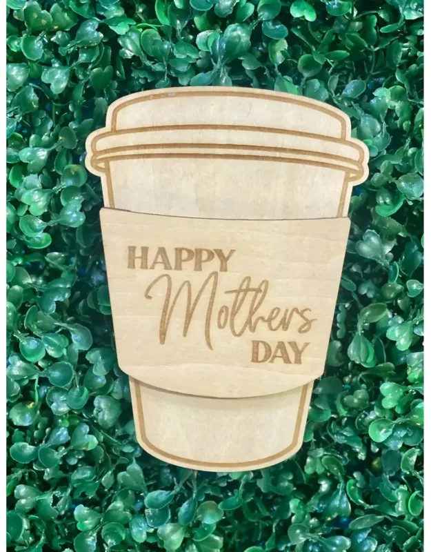 Mother's Day Coffee Cup Wooden Gift Card Holder