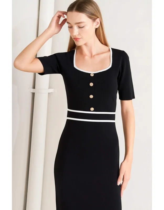 Elegant Frame Sweater Knit Midi Dress