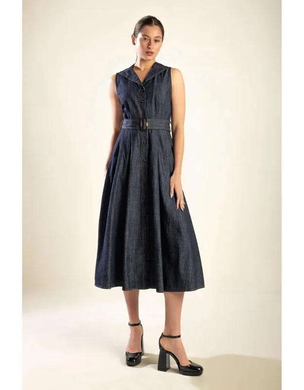 Oasis Of Calm Rigid Denim Midi Dress