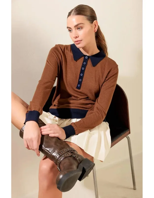 Hidden Reflections Sweater Polo Top