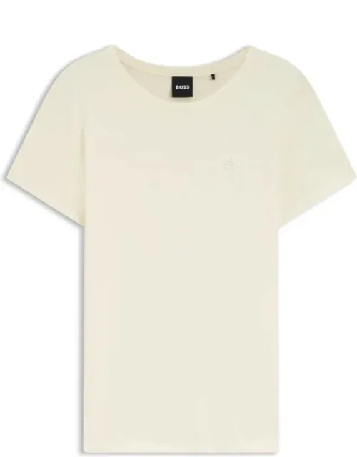 Slim-fit T-shirt In A Cotton-silk Blend With An Embroidered Logo