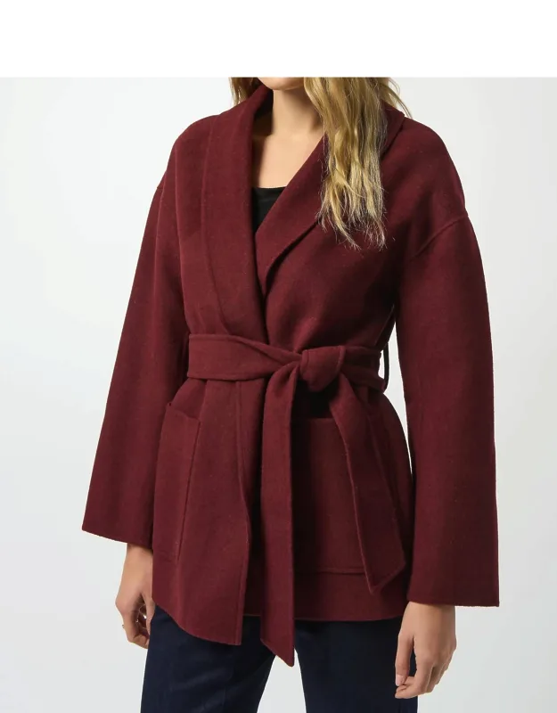 Belted Short Wrap Kimono Coat