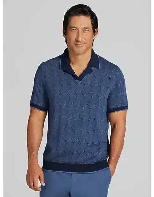 Modern Fit Jacquard Camp Collar Polo Sweater