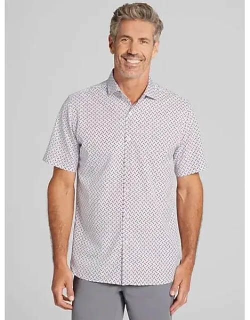 Big & Tall Modern Fit Interlocking Square Button Up Shirt