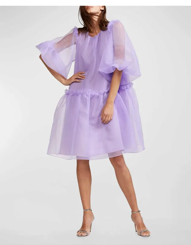 Puff-sleeve Organza Dress