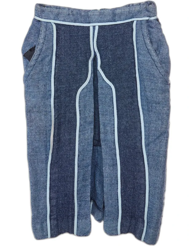 Indigo Paneled Linen Blend Mini Skirt