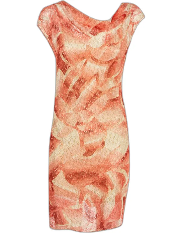 Lurex Knit Cowl Neck Short Dress