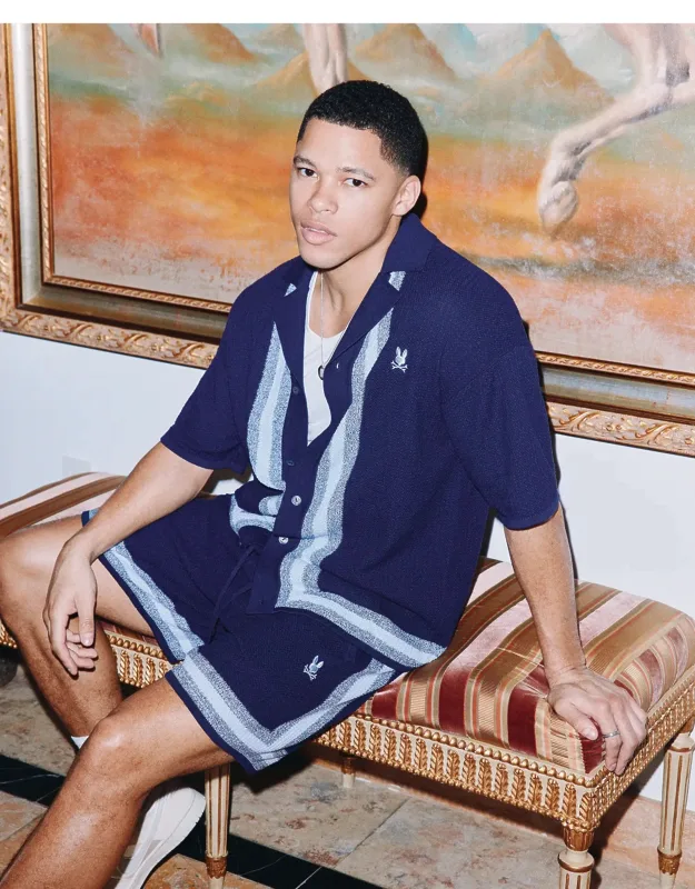 Giles Relaxed Fit Border Knit Shirt