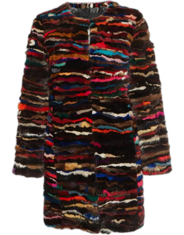 Multicolor Mink Fur Mid Length Coat
