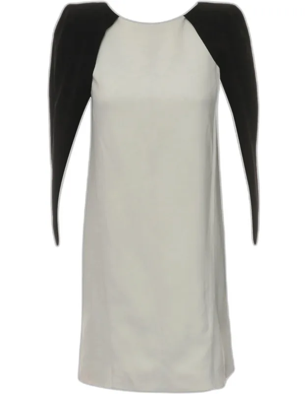 Cape Crepe Mini Dress With Padded Shoulder