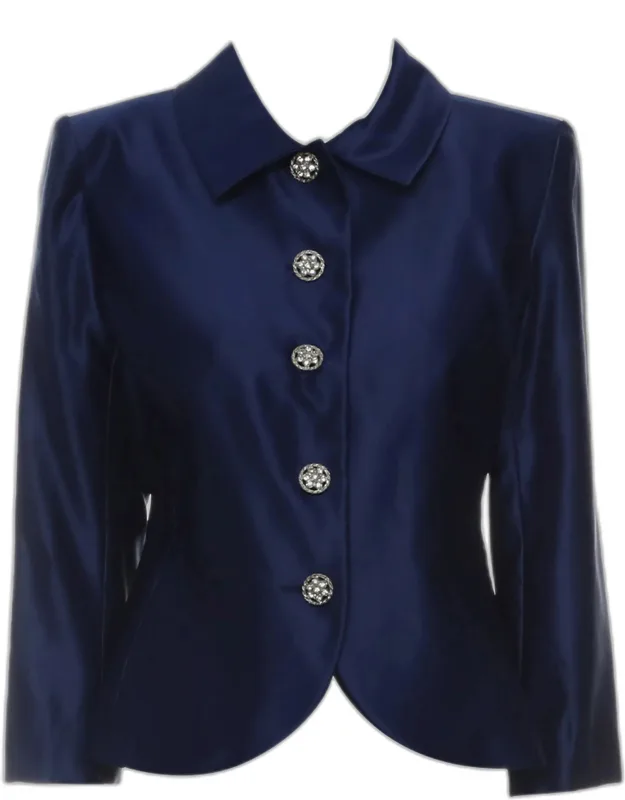 Variations Embellished Button Silk Blazer