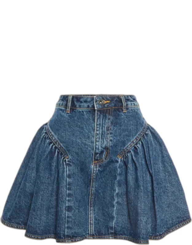 Denim Flared Mini Skirt