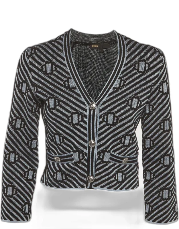 Metallic Clover Jacquard Knit Cardigan