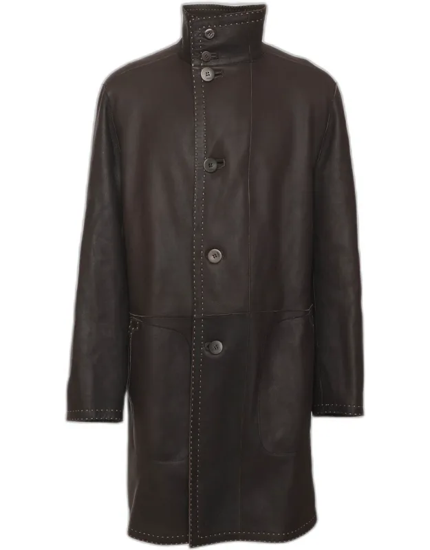 Lambskin Leather Trench Coat