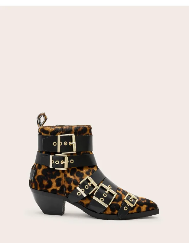 Buckle Pointed Leather Boots