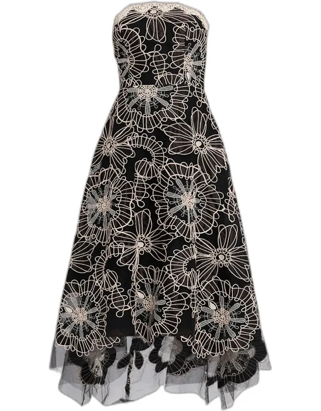 Floral-embroidered Tulle Maxi Dress