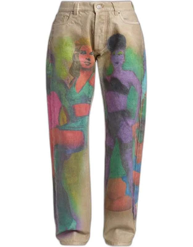 Hand-painted Straight-leg Jeans