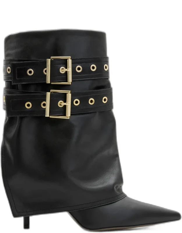 Dua Fold-over Buckle Leather Boots