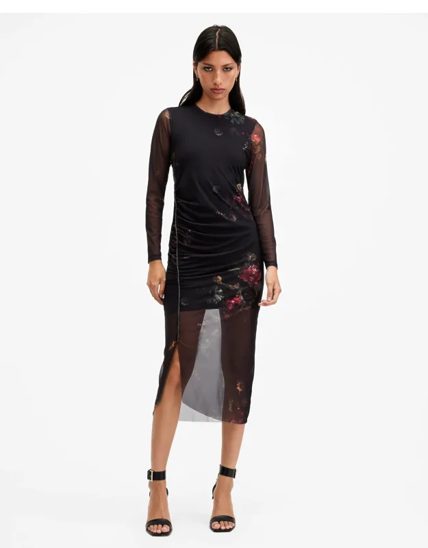 Nora Ruched Sparkle Midi Dress