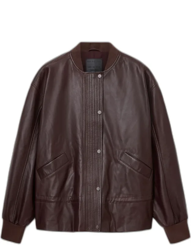 Sofi Drawstring Leather Bomber Jacket
