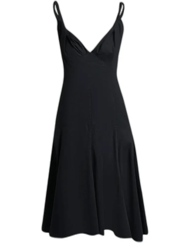 Sleeveless Flared Cotton Midi Dress