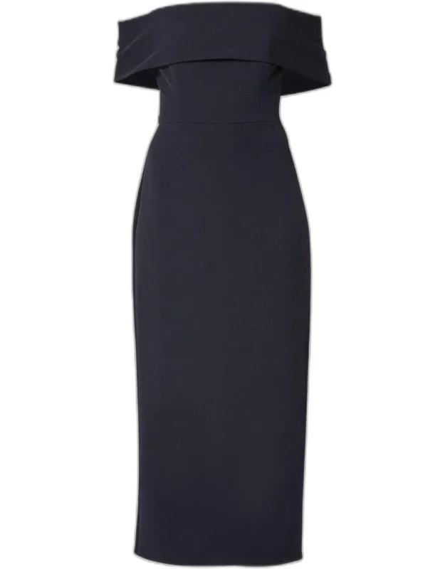 Off-shoulder Column Midi Dress