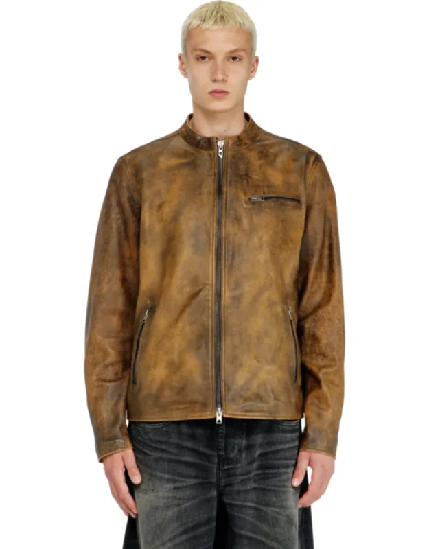 Biker Jacket In Treated Leather